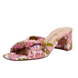 Katy‎ Perry Tooliped Twisted Sandal Pink Brocade 7 Rhinestones Sequins Beads